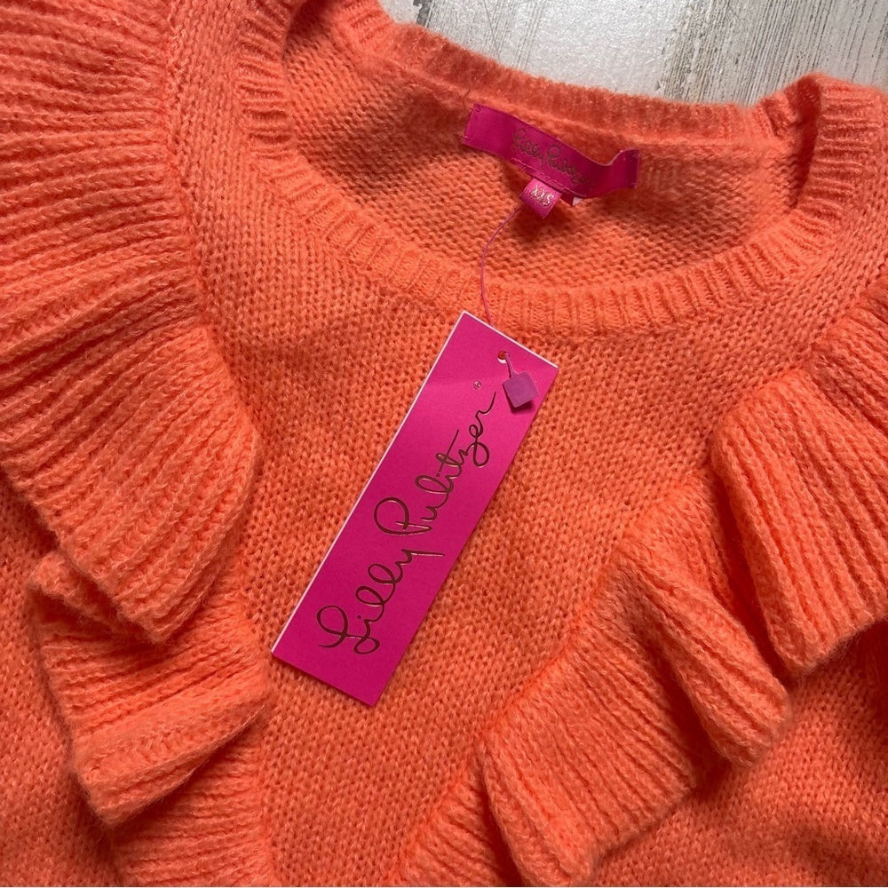 NWT Lilly Pulitzer Marceline Ruffle Sweater in Cantaloupe Size XXS - Picture 3 of 5